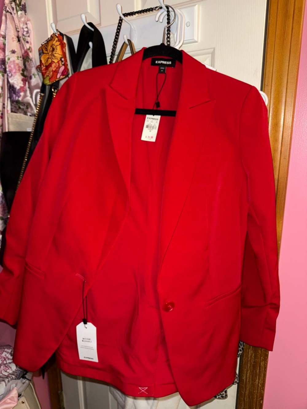 Express Women's Red Tailored Blazer Jacket